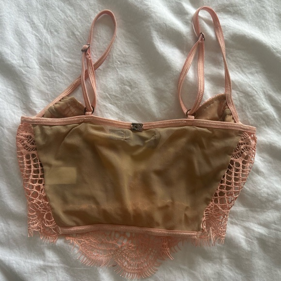 For love and lemon Delicate Lace Bralette in Soft Pink and Hunter Green XS SET - Picture 3 of 6